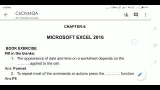 Class 6 Chapter 4 Question Answers (Microsoft Excel 2016) Subject Computer