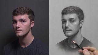 Time-Lapse: David Jamieson Draws a Portrait with Pencils, Graphite Powder and White Chalk