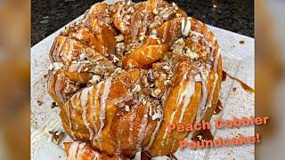 The BEST Peach Cobbler Poundcake! Thick like me!