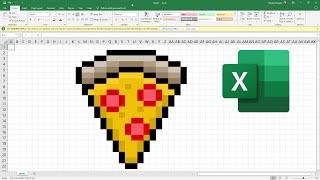 How to draw a Pixel Art Pizza in MS Excel | MS Excel Drawing | Pixel Art