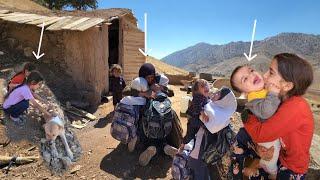 Sunset smile: the joy of a nomadic single mother when her children return from school