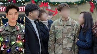 Jungkook can't believe it! here's a surprise for jungkook on Christmas Day at the military camp!