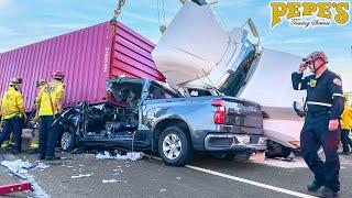 Firefighters Rescue Driver TRAPPED Under a Container!
