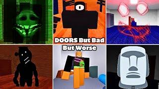 DOORS But Bad But Worse : The Backdoor + The Hotel + The Rooms - Full Walkthrough | ROBLOX