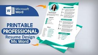 Printable Creative CV/Resume Design in Microsoft Word Tutorial || Best CV Format 2023