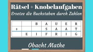 Rätsel: Ersetze die Buchstaben durch Zahlen #4 | Rätsel & Knobelaufgaben mit Lösung | ObachtMathe