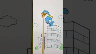 Rainbow Friends BLUE wants to eat PizzaFunny Paper Animation #shorts #youtubeshorts #rainbowfriends