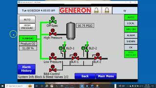 Generon Block / Bleed Valves and High/Low Pressure Mode