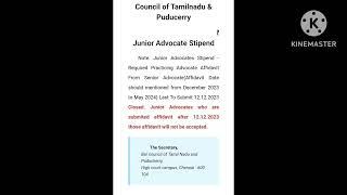 Junior Advocate Stipend // Bar Council of Tamilnadu and Puducherry // Apply Now