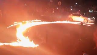 Gathering of Car Fanatics Leaves Giant Rings of Fire