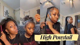 Quick Weave: From Natural Hair To Straight High Ponytail Sew In Human Hair Bundles | #ULAHAIR Review