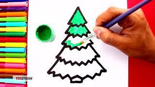 05 DIBUJOS de ÁRBOLES DE NAVIDAD (usando brillantina y pintura acrílica)