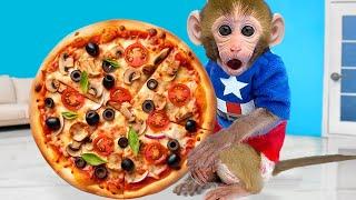 Bebé Mono ChuChu hace una pizza gigante y juega a los coches con un simpático perro -MONO CHUCHU ESP