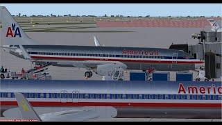 Little Rock Adams Fld (KLIT) to Dallas Fort Worth Intl (KDFW) FSX PMDG American B737-800 Wing View