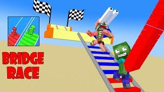 Minecraft Mobs : BRIDGE RACE RUNNER 3D CHALLENGE - Minecraft Animation