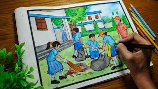 Cleanliness Memory Drawing by Water Colour | Elementry Intermediate Exam