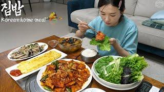 Real Mukbang:) Korean home meal basic set Stir-fried pork, egg roll, mushrooms