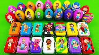 Rainbow Eggs CLAY - Looking Pinkfong Hogi in Suitcase SLIME Colorful Mix! Satisfying Videos ASMR