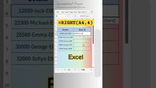 Right Function in Excel #exceltech #exceltips #exceltraining