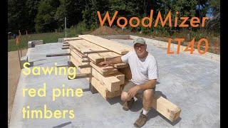 Sawing Red Pine Logs for Timbers LT40 WoodMizer