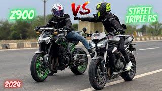 2024 Kawasaki Z900 vs Triumph Street Triple RS Drag Race  | Shocking Result |