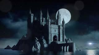 Castle of Night Whispers ️ Falling Snow & Rolling Thunder Sea Ambience Under a Full Moon