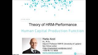 HRM P Human Capital Production Function