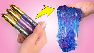 Aggiungi Make-Up e Glitter Nello Slime per Creare una Galassia! 