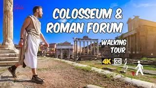 Rome  Walking Tour Guide Colosseum and Roman Forum 4K - Captions & Music