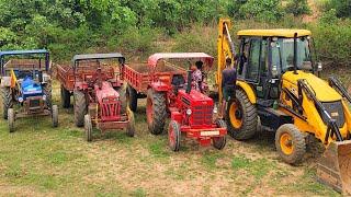 JCB 3dx Eco Loading Mud Mahindra 275 Mahindra 265 Powertrac Tractor | Jcb video #jcb #tractor
