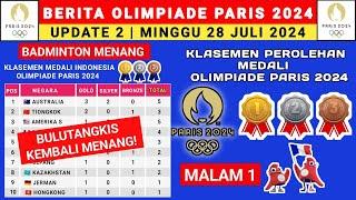 GINTING - JORJI MENANG - HASIL MEDALI INDONESIA - Klasemen Perolehan Medali Olimpiade Paris 2024