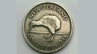 NEW ZEALAND 1948 ONE FLORIN Coin VALUE