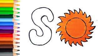 S for Sun | Capital Letter English | Drawing Art