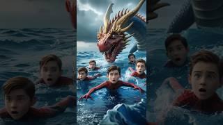 ️ Evolution Of Spider kids swim near the dragon #shorts #evolution #spiderman #ai