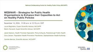 Webinar – Strategies for Public Health Organizations to Enhance Their Capacities on Public Policies