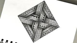 3D square pattern mandala art | Zentangle Art | 3D mandala drawing