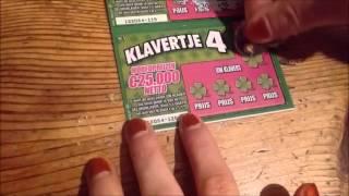 Krasloten: Klavertje 4. HOOFDPRIJS 400 euro!! winnaar!
