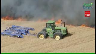 tractors & combines in fire