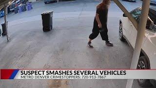 Caught on camera: Police searching for suspect seen damaging cars in Denver