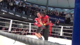 Wladimir Klitschko works the mitts with trainer Emanuel Steward