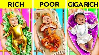 Rich VS Broke VS Giga Rich Pregnant In Jail! || Funny DIY Hacks by 123GO! CHALLENGE