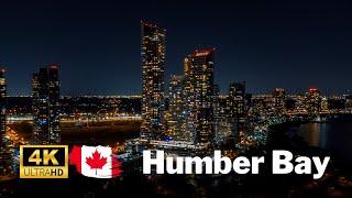 Toronto from Above: 4K Drone Views - Humber Bay Shores at Night 