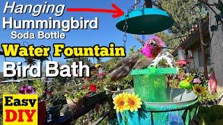 Hummingbird HANGING Fountain Attracts Hummingbirds How To Make Birdbath for Patio w/ NO Sun OR Solar