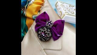 Фиолетовая брошь орден. Purple crystal Handmade Order Brooch pin 