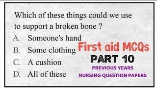 Most repeating First aid MCQs from previous years nursing question papers #firstaidmcqsfornurses