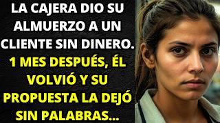 CAJERA PAGO EL ALMUERZO DE ANCIANO SIN DINERO. 1 MES DESPUÉS UN LUJOSO AUTO LA ESPERABA FUERA...