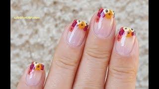 DOTTING TOOL NAIL ART #8 / Fall Dot Flower French Tip Nails