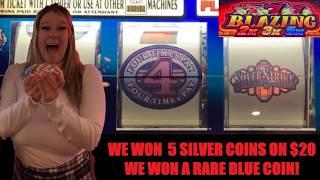 INCREDIBLE! I put $20 in this SILVER STRIKE slot machine & won 5 Silver & Gold coins! Rare Blue coin