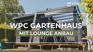 Modernes WPC Gartenhaus mit Lounge-Anbau | Montage-Anleitung |  Wolff Trend D