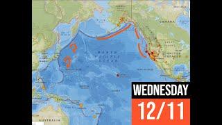 Earthquakes Continue in California and Nevada. Japan area too quiet. Wednesday 12/11/2024